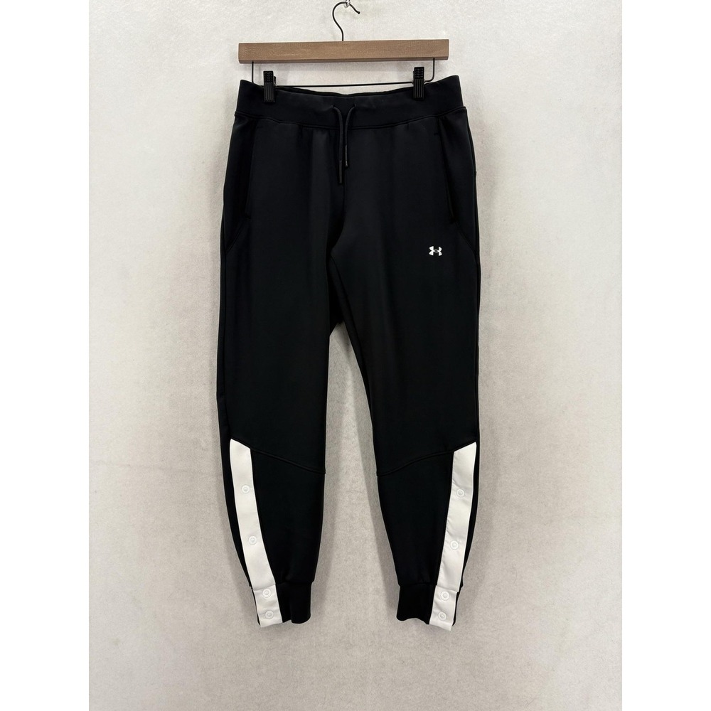 Under Armour ColdGear Spacer Joggers Mens Small Black 4 Way Stretch Side Snap